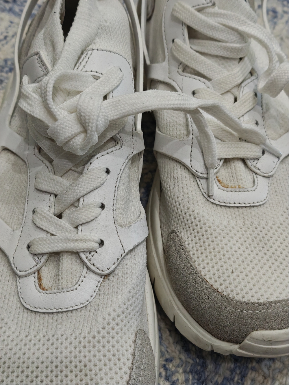 Valentino Garavani White & Light Gray Mesh Sneakers - Picture 3 of 5